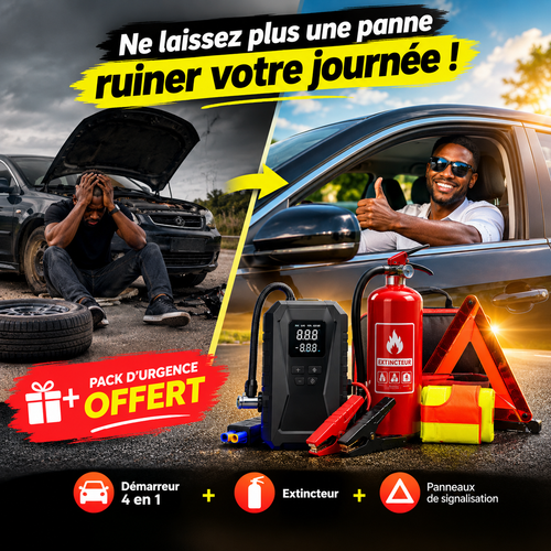 🎁 1 DÉMARREUR & GONFLEUR 4-EN-1 + 2 CADEAUX AUTO OFFERTS !