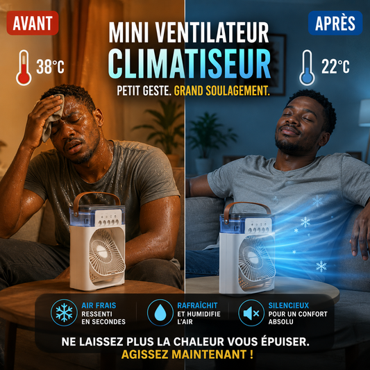 MINI CLIMATISEUR VENTILATEUR QUI CHANGE TOUT.